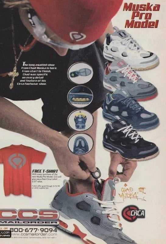 muska pro model shoe ad retro 90s vintage sneaker nike air max jordan damiano clothing luxury streetwear