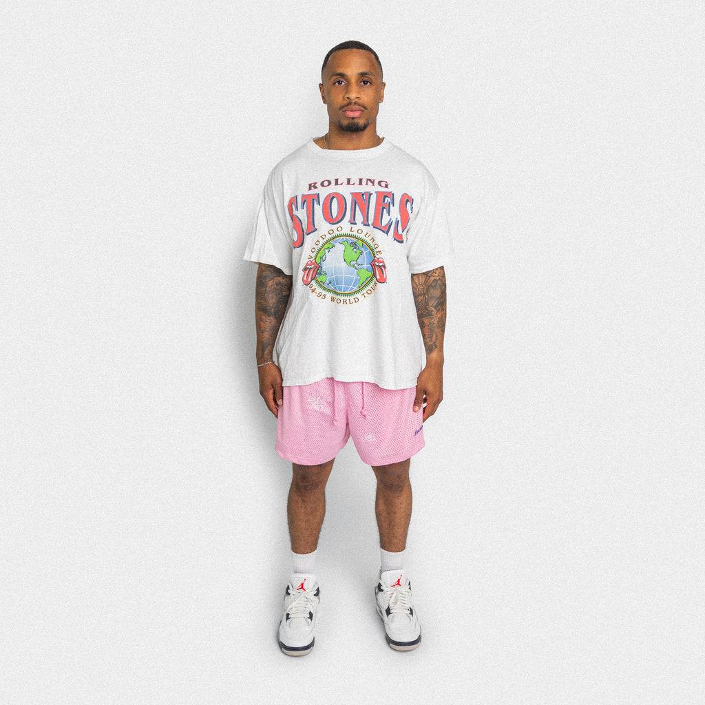 Floral Embroidered Mesh Shorts - Pink