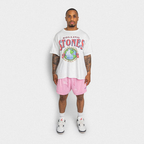 Floral Embroidered Mesh Shorts - Pink