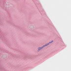 Floral Embroidered Mesh Shorts - Pink