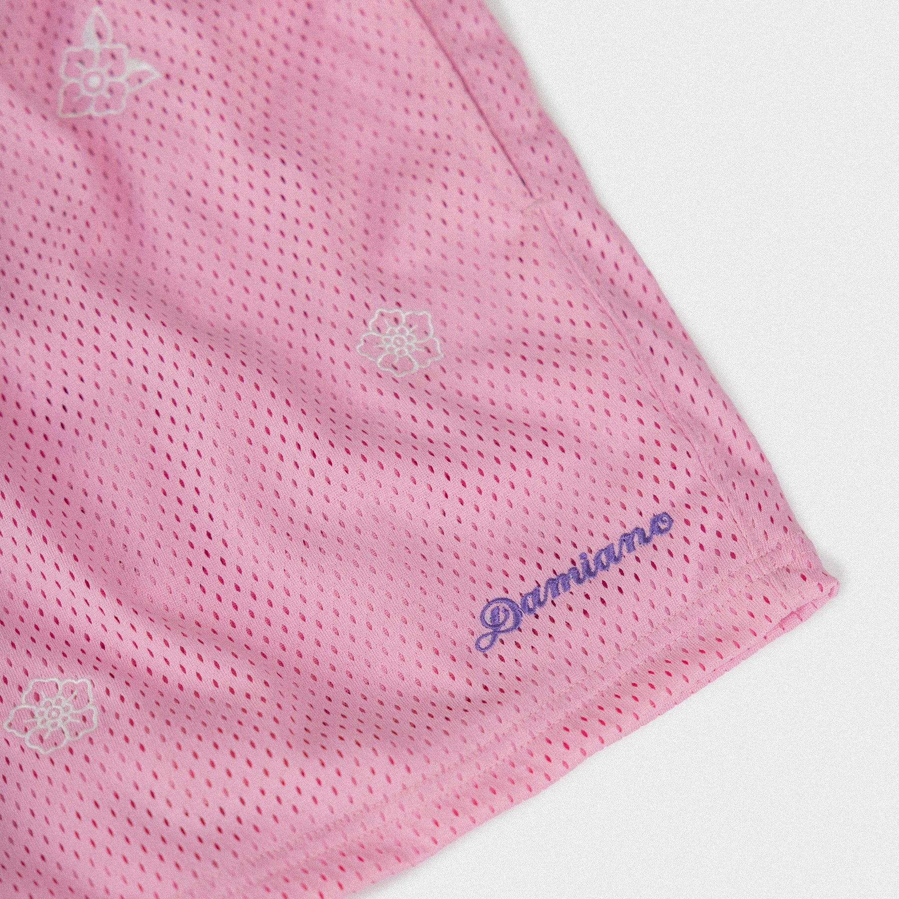 Floral Embroidered Mesh Shorts - Pink