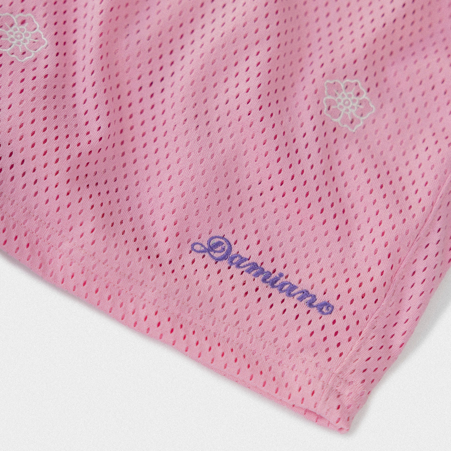 Floral Embroidered Mesh Shorts - Pink