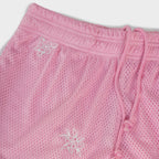 Floral Embroidered Mesh Shorts - Pink