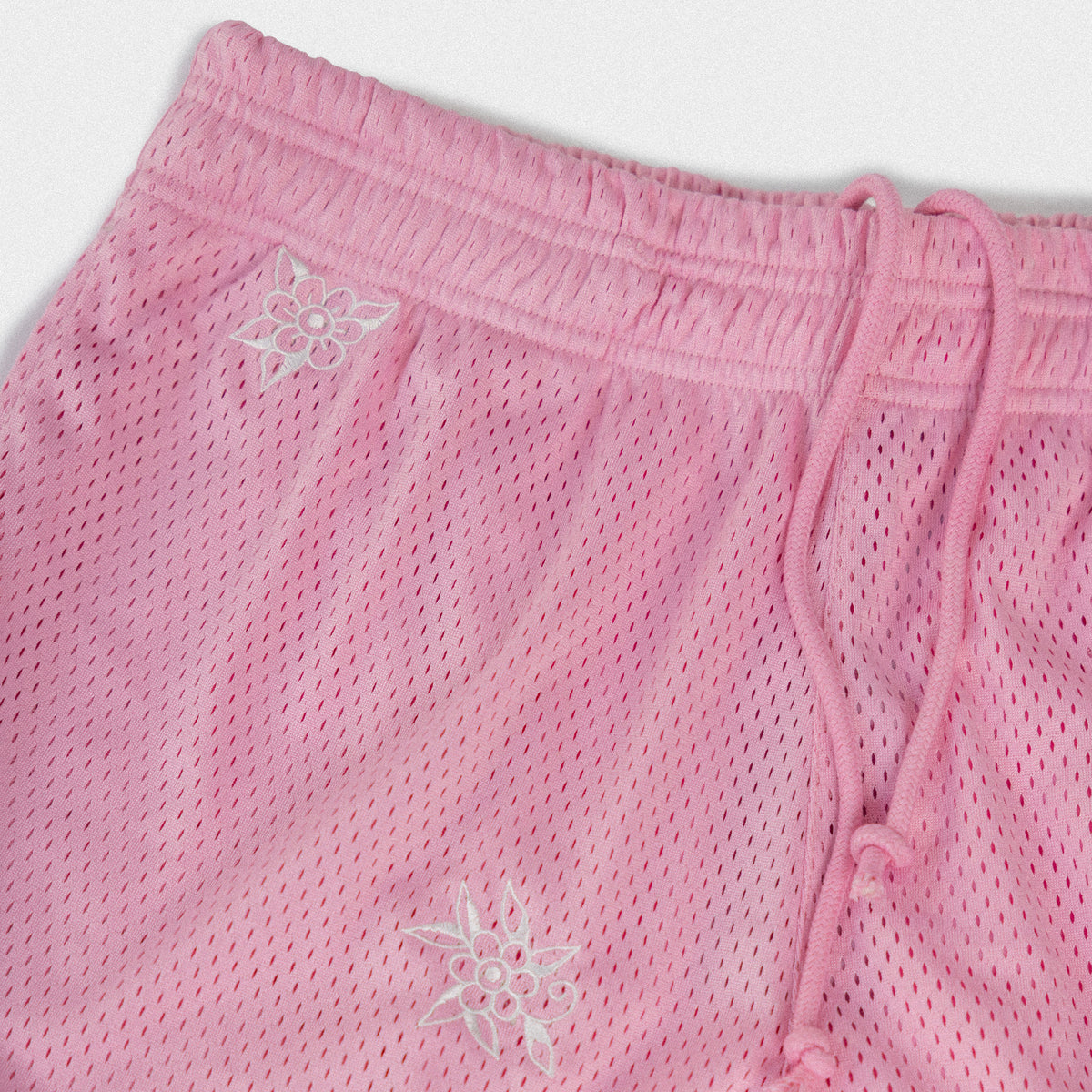 Floral Embroidered Mesh Shorts - Pink
