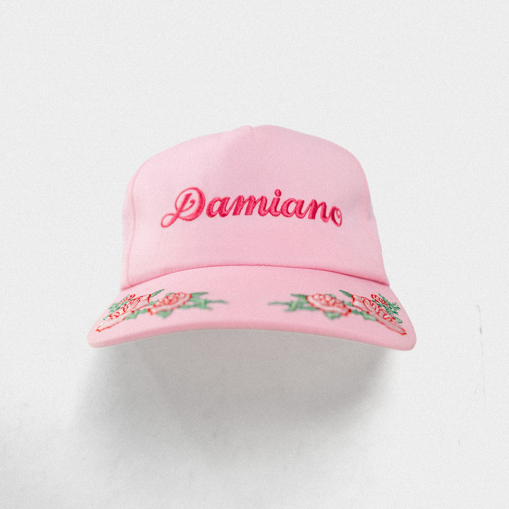 Floral Embroidered Hat - Pink