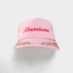 Floral Embroidered Hat - Pink