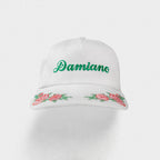 Floral Embroidered Hat - White/Green