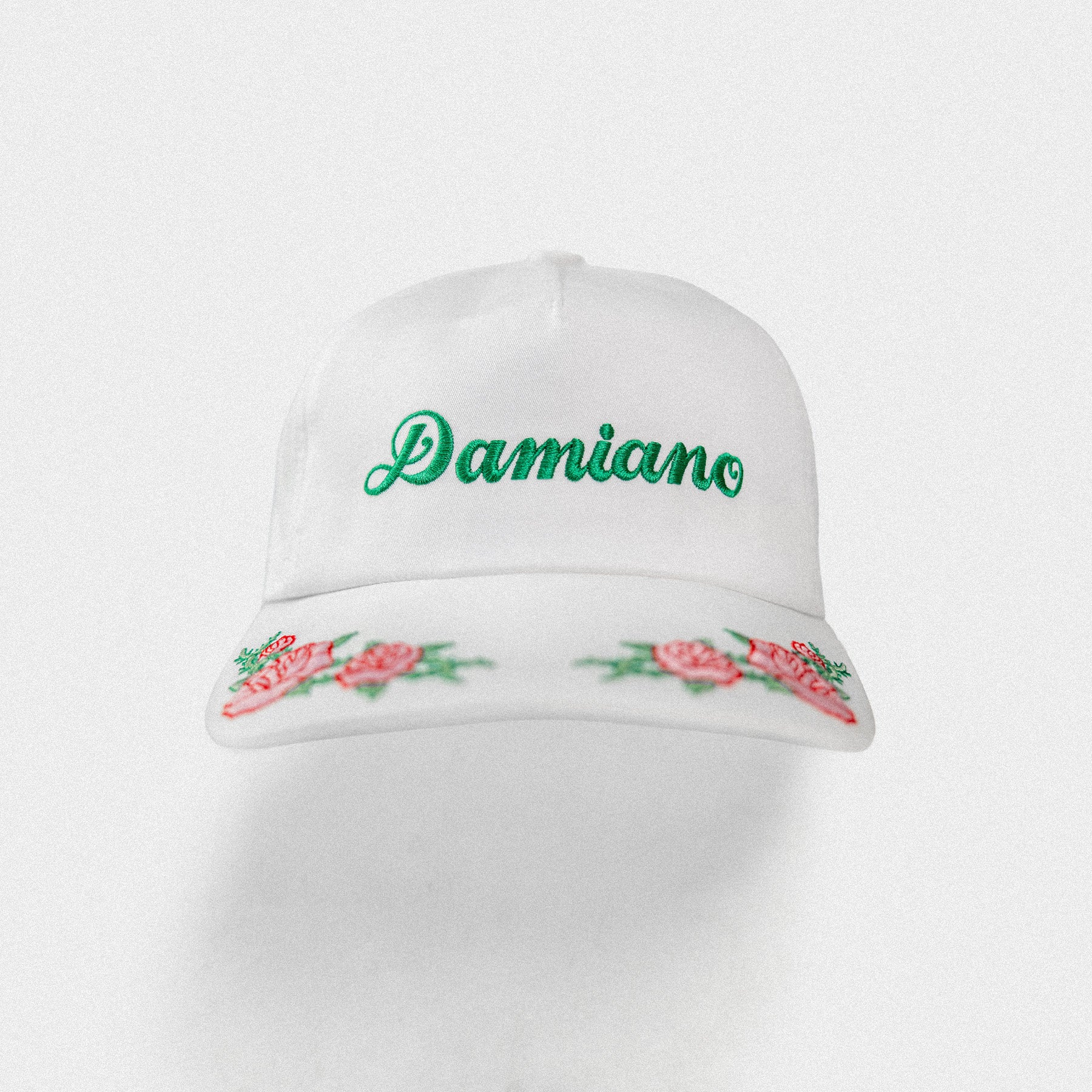 Floral Embroidered Hat - White/Green