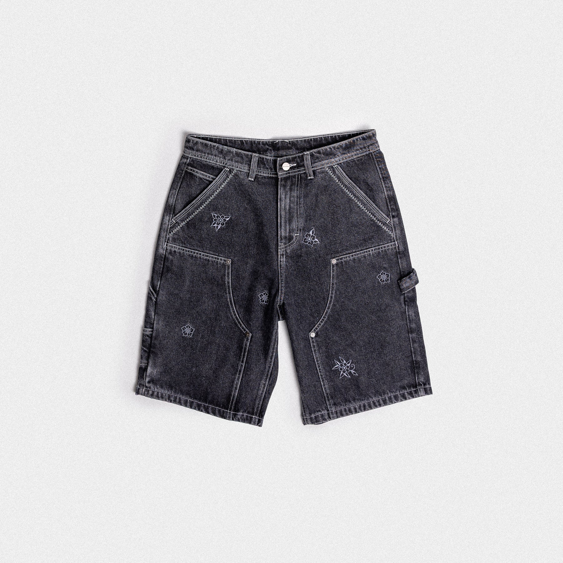 Floral Embroidered Denim Shorts