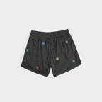 Floral Embroidered Mesh Shorts - Vintage Black