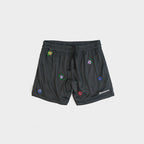 Floral Embroidered Mesh Shorts - Vintage Black