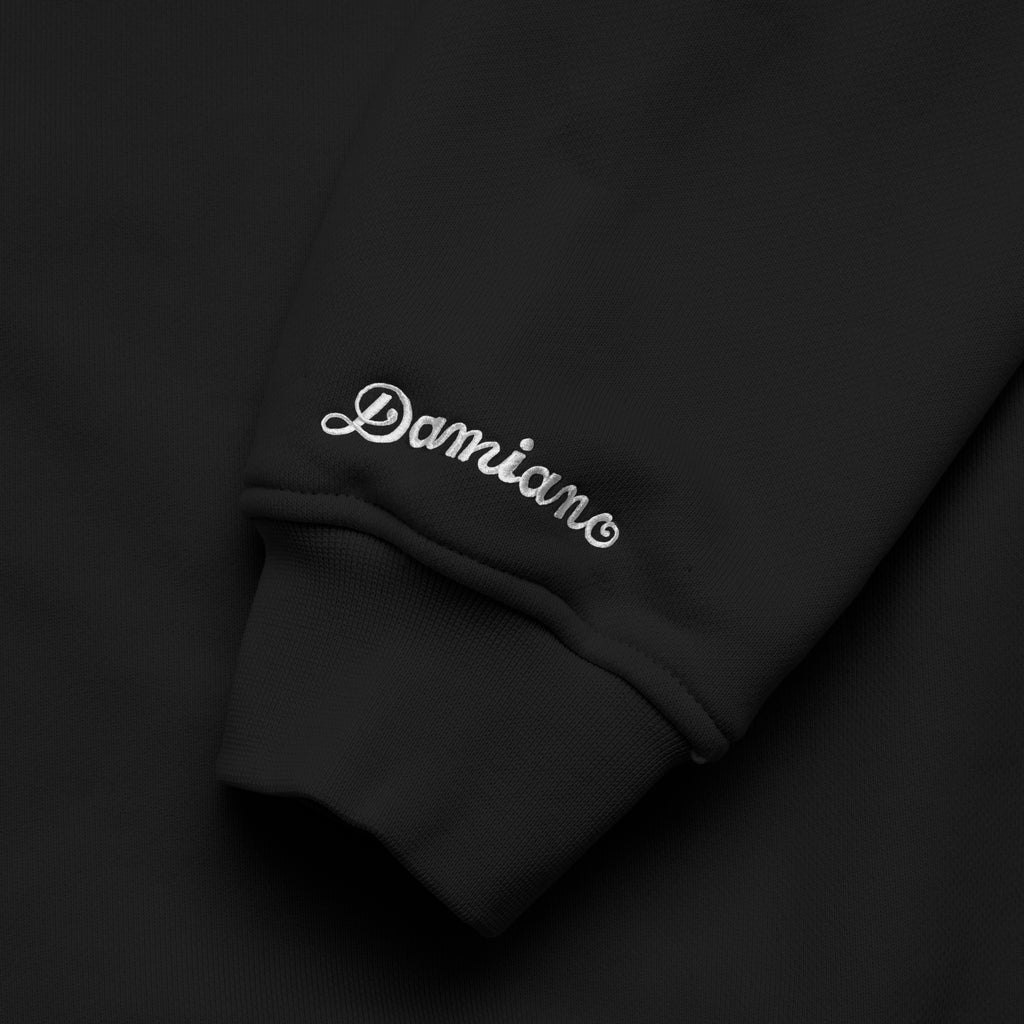 pitch black crewneck sweatshirt high quality cotton damiano clothing luxury streetwear heavyweight men's style fashion new york city