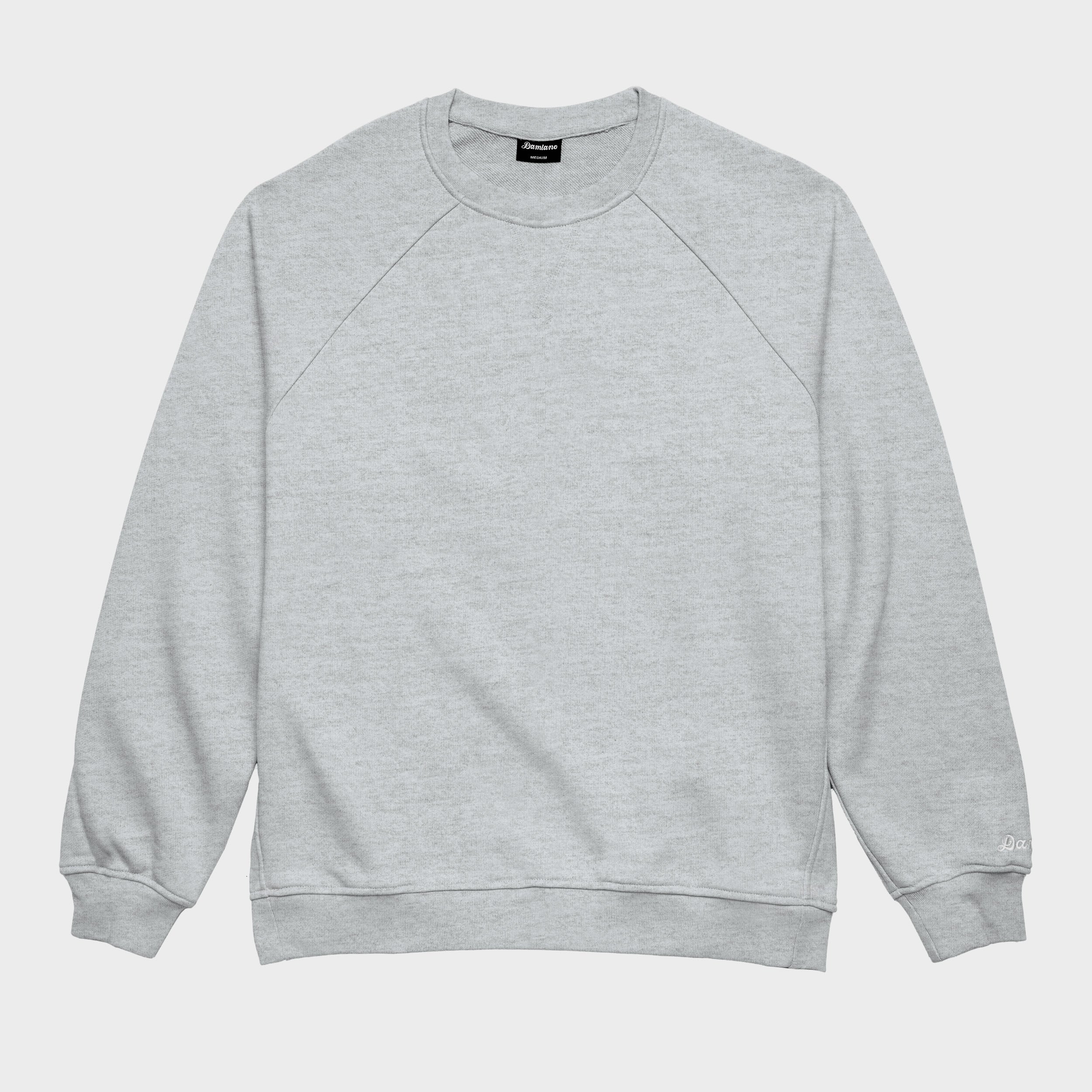 heather gray crewneck sweatshirt high quality cotton damiano clothing luxury streetwear heavyweight men's style fashion new york city