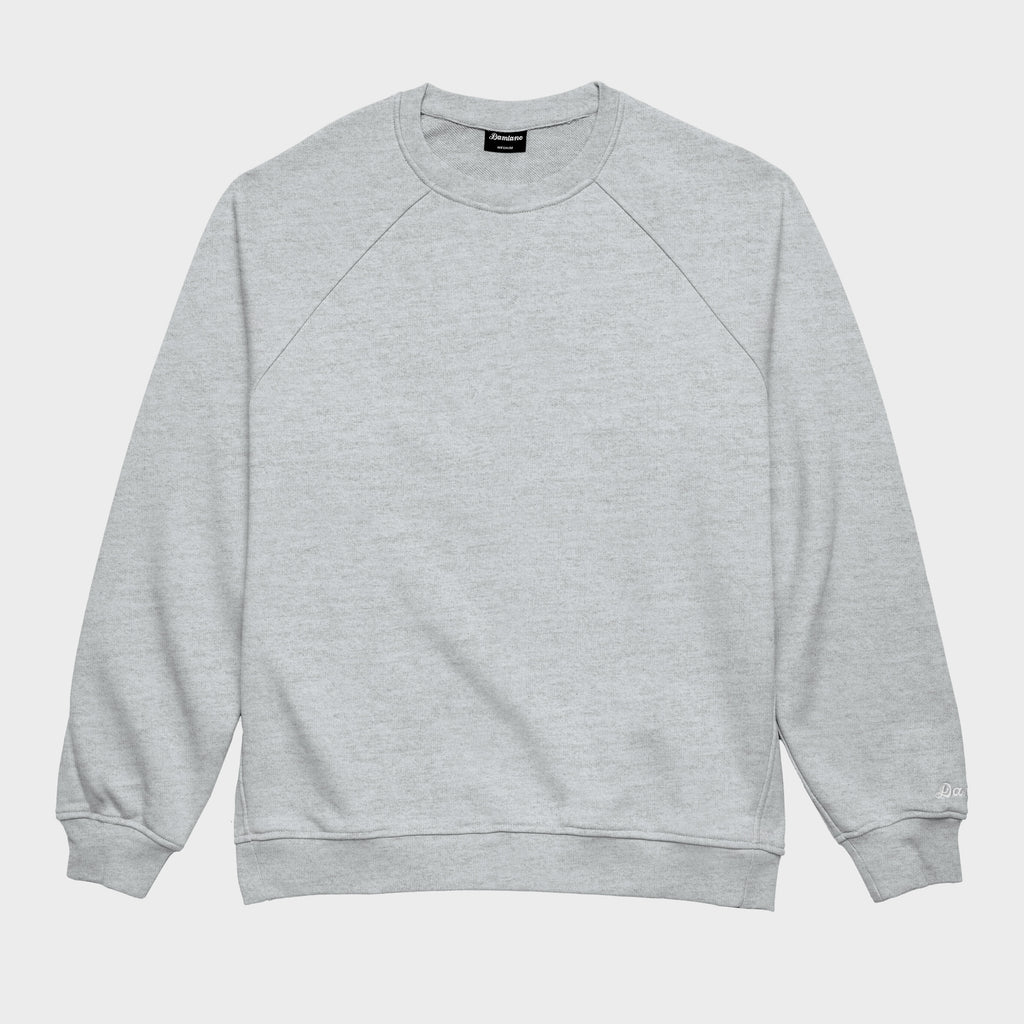 heather gray crewneck sweatshirt high quality cotton damiano clothing luxury streetwear heavyweight men's style fashion new york city