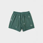 Floral Embroidered Mesh Shorts - Forest Green