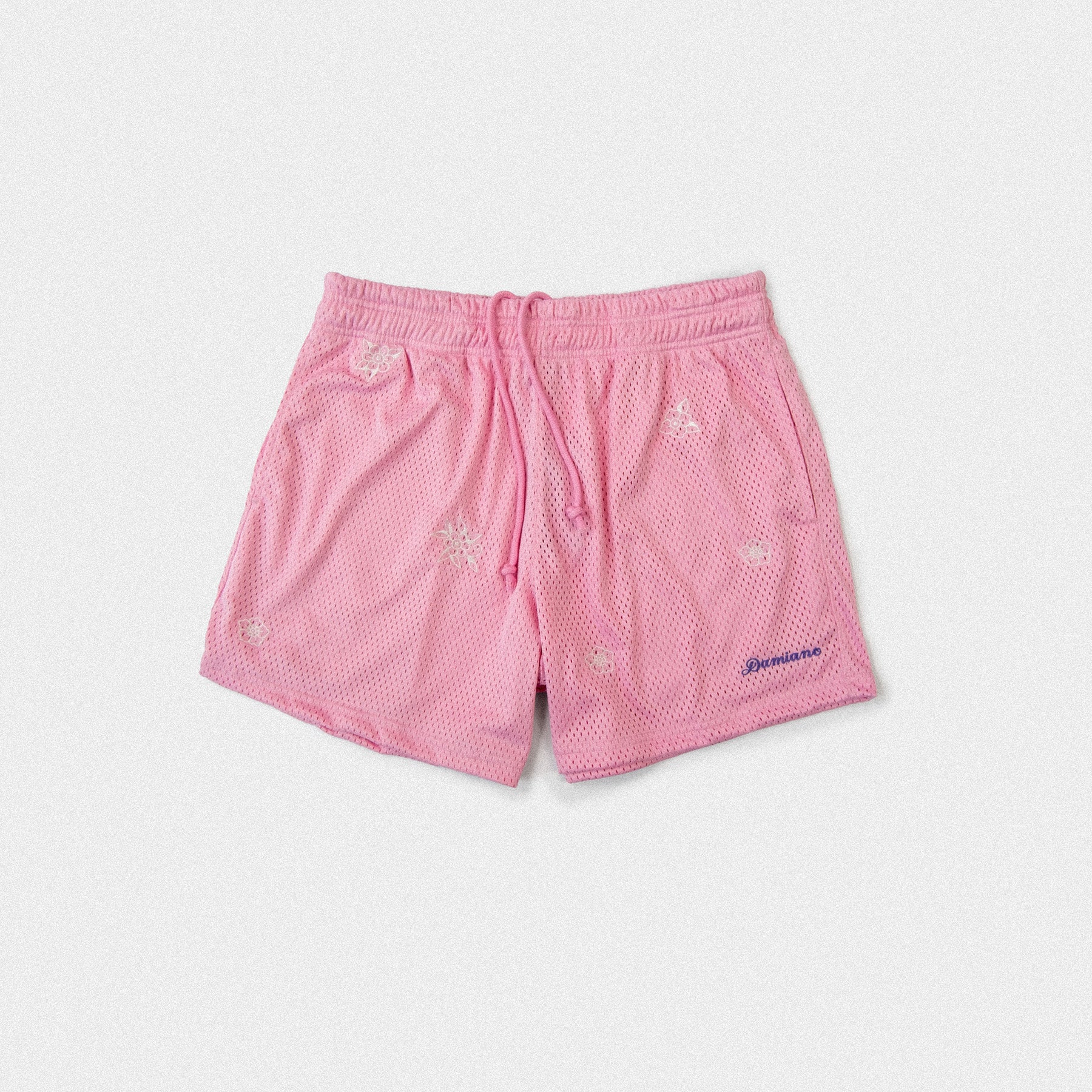 Floral Embroidered Mesh Shorts - Pink