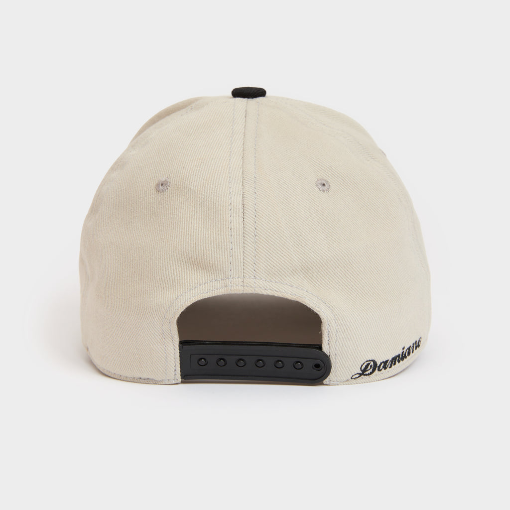 Putty light gray bone white black baseball cap hat SnapBack Damiano embroidered logo high quality clothing luxury streetwear New York City