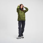 woman model thin tattoos forest green hoodie nike air max 97 high quality luxury streetwear new york city nyc damiano clothing