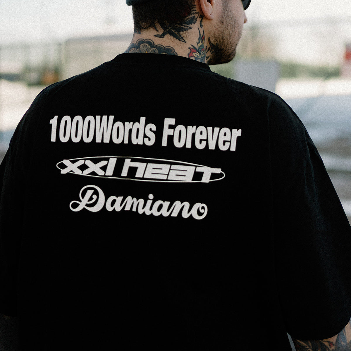 man model tattoos graphic tee shirt hip hop hardcore damiano clothing xxl heat 1000words forever