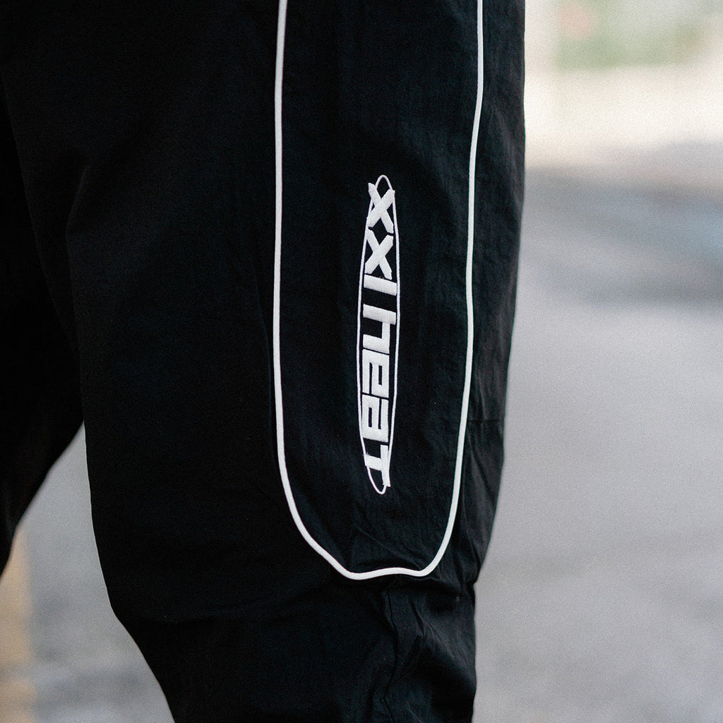 black track pants reflective streetwear hip hop hardcore damiano clothing xxl heat 1000words forever nike