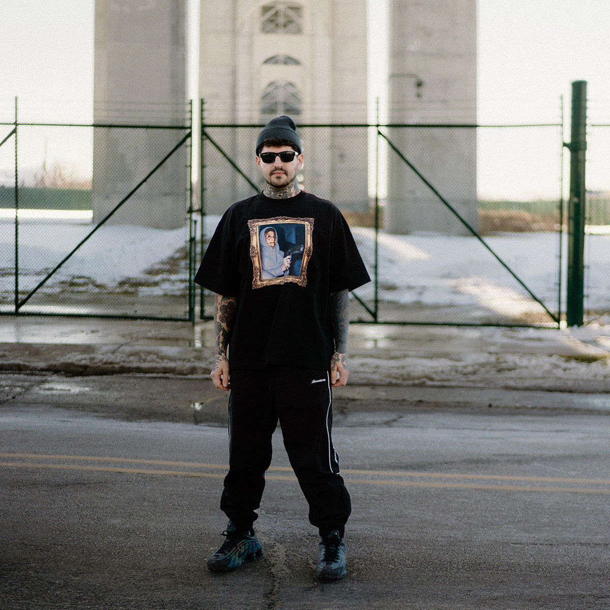 man model tattoos graphic tee shirt hip hop hardcore damiano clothing xxl heat 1000words forever