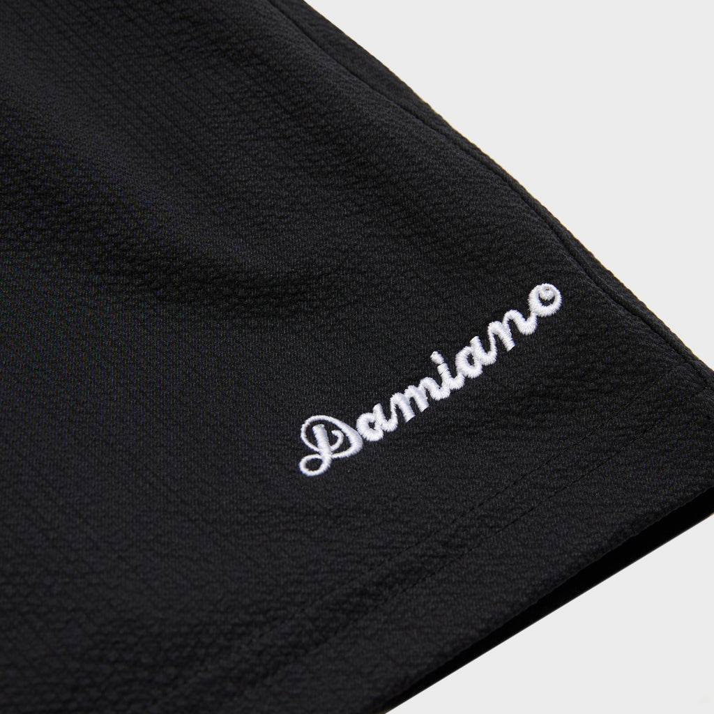 Black lightweight athletic men’s shorts activewear running luxury streetwear high quality Damiano clothing New York City 