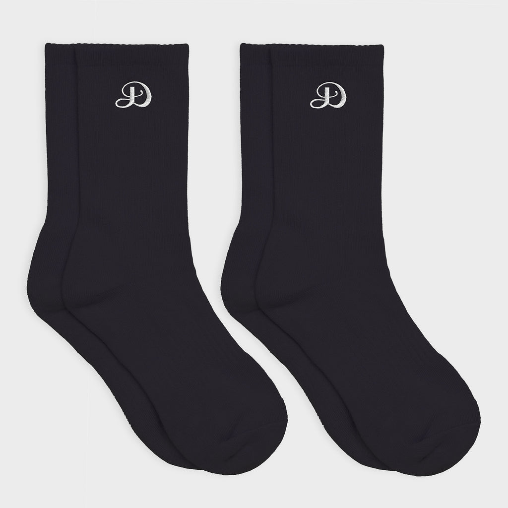 black socks white damiano script embroidery cotton luxury streetwear high quality new york city nyc clothing