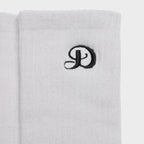 white cotton socks embroidered black logo new york city luxury streetwear men's fashion style high quality