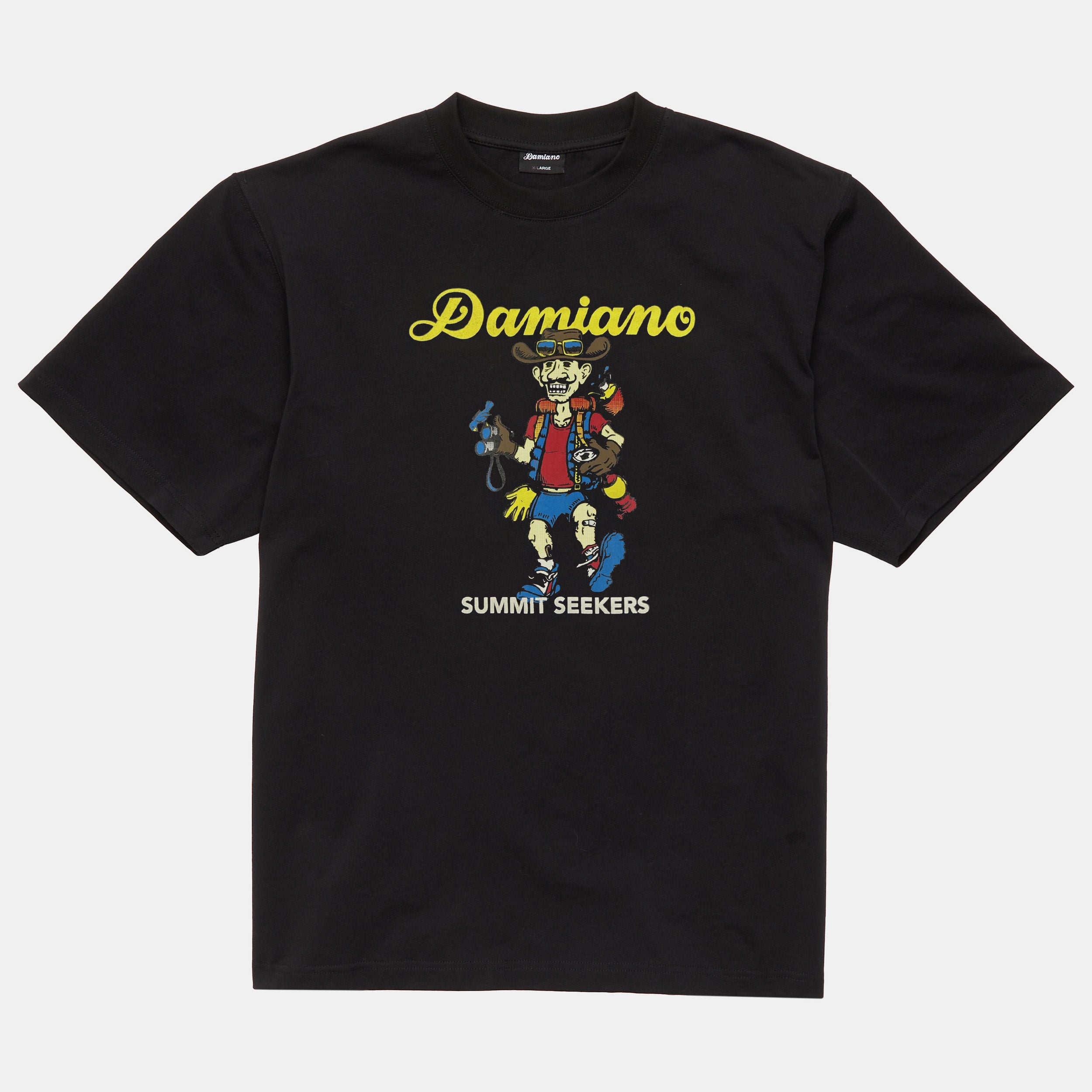 Black graphic tee hiking Syracuse New York City Damiano clothing cotton screen print tshirt men’s streetwear fashion style