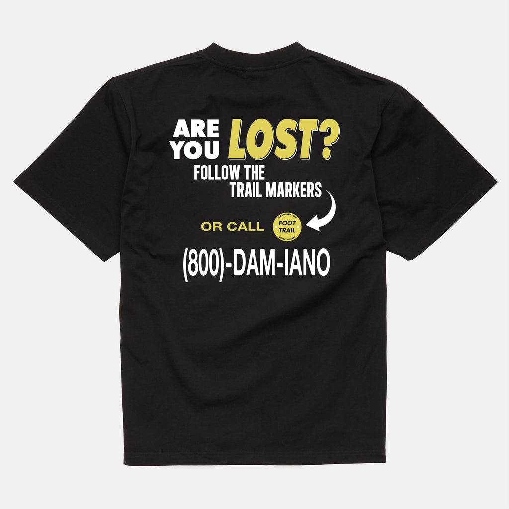 Black graphic tee hiking Syracuse New York City Damiano clothing cotton screen print tshirt men’s streetwear fashion style