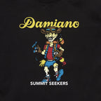 Black graphic tee hiking Syracuse New York City Damiano clothing cotton screen print tshirt men’s streetwear fashion style