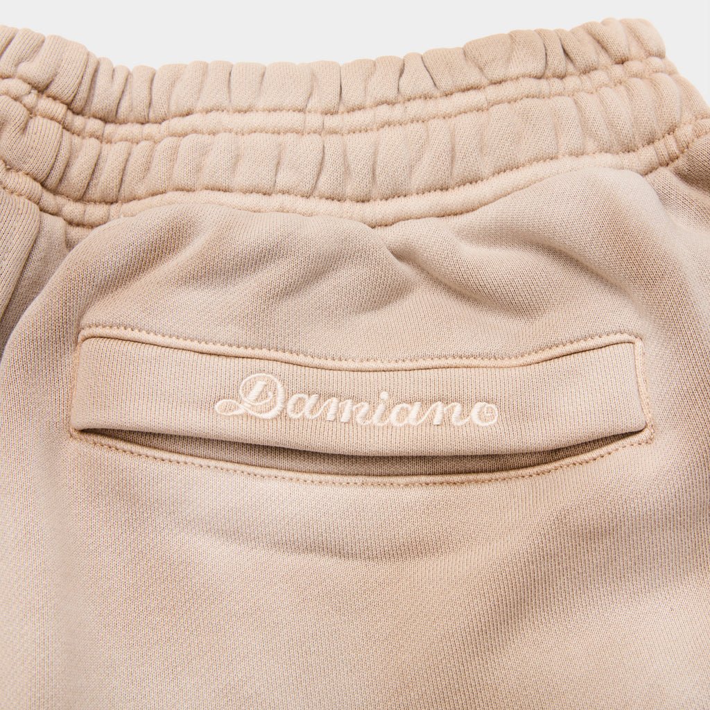 Vintage mineral enzyme wash beige cream sweatpants joggers sweats high quality cotton men’s luxury streetwear fashion style Damiano clothing