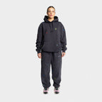 dark gray vintage wash sweatpants hoodie floral embroidery damiano clothing luxury streetwear high quality woman model salomon oversized baggy