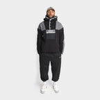 man model black gray sherpa hooded jacket fleece nike air max jordan damiano clothing streetwear hiking luxury high quality new york city nyc