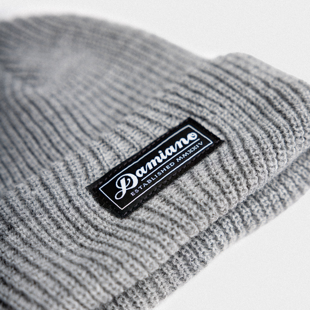 gray knit beanie damiano clothing luxury streetwear high quality new york city nyc