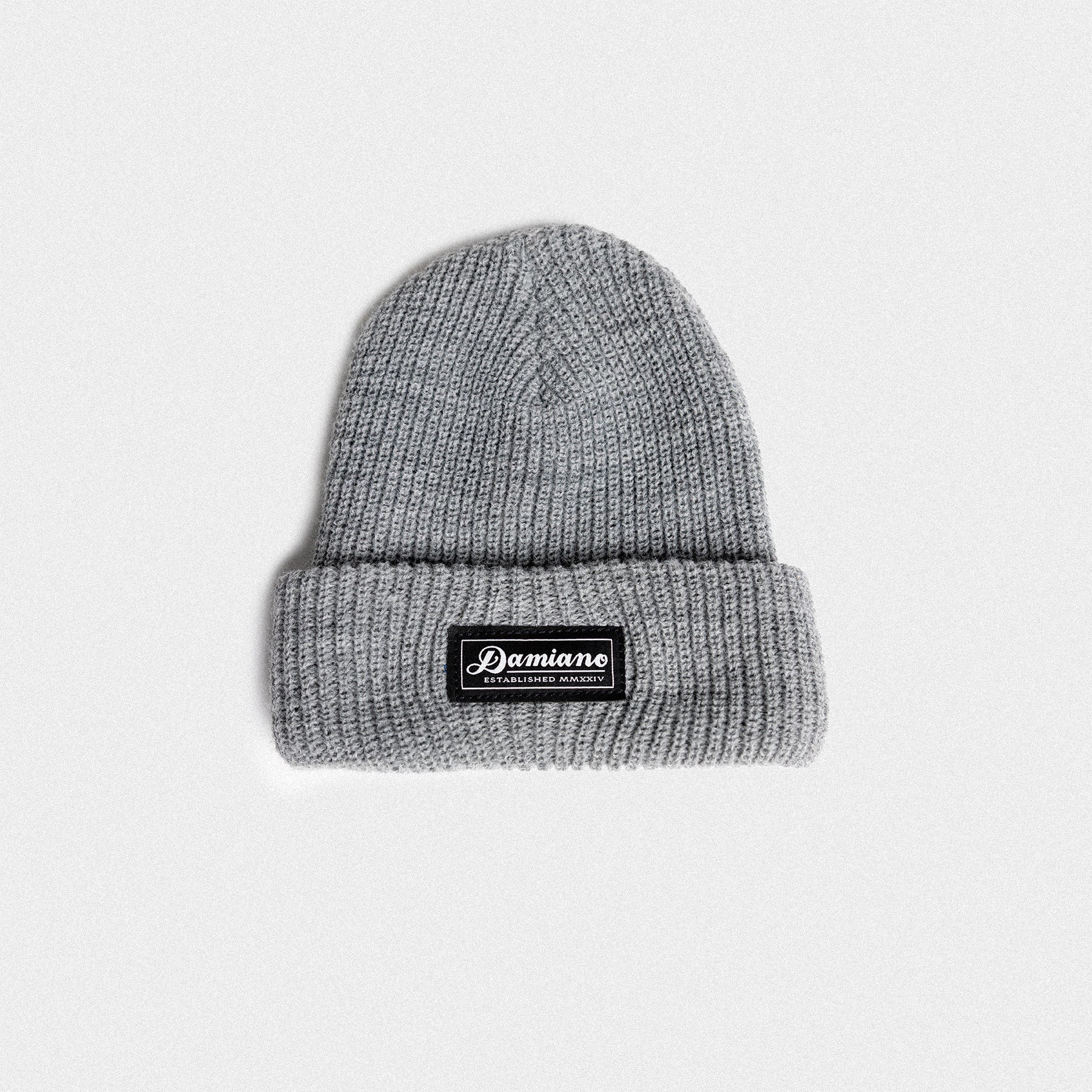 gray knit beanie damiano clothing luxury streetwear hat high quality new york city nyc