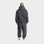 dark gray vintage wash hoodie sweatpants floral embroidery damiano clothing luxury streetwear high quality man model nike jordan oversized