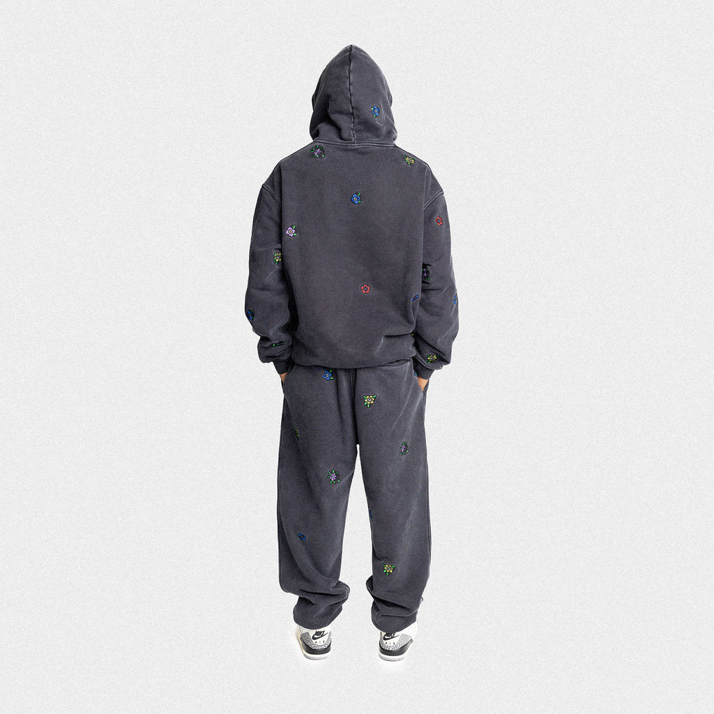 dark Gray hoodie sweatpants floral embroidery damiano clothing luxury streetwear high quality man model nike jordan